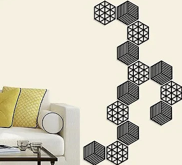 Kit com 10 Peças - Aplique Cobogó Decorativo MDF Hexagonal