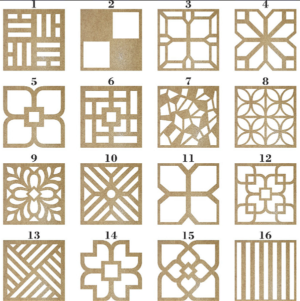 Kit 24 Placas Decorativas Cobogó Vazado em MDF Cru 25x25cm