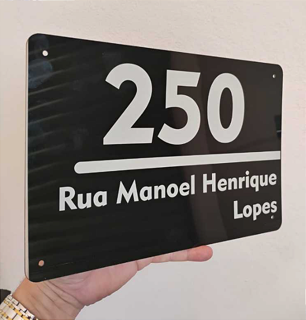 Placa em Acrílico Preto para Endereço - Número de Casa, Condomínios e Empresas