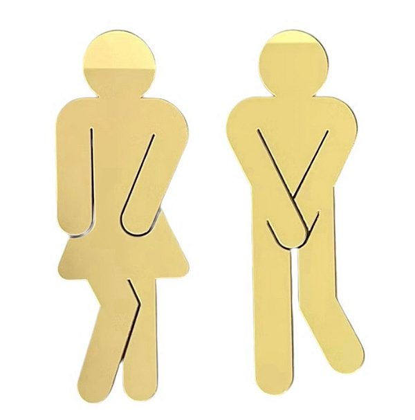 Placa de Sinalização Banheiro Masculino e Feminino em Acrílico Espelhado