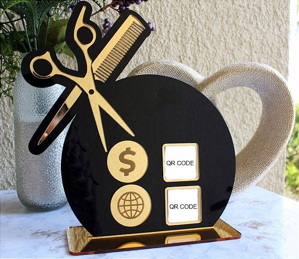 Placa Display de Mesa e Balcão em Acrílico para Cabeleireiros