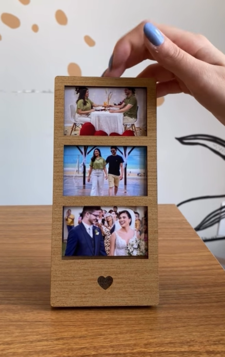 Porta Retrato MDF para 3 Fotos Polaroid