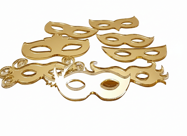 Kit 10 Apliques Máscaras Carnaval Acrílico