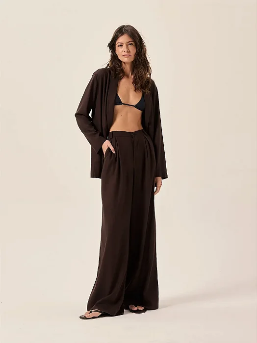 calça pantalona vic marrom tostado PANÔ