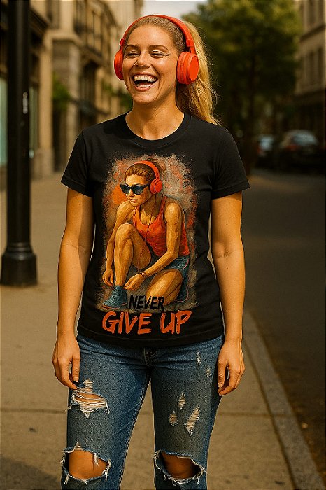 Camiseta Never Give Up NM7 | Streetwear Motivacional