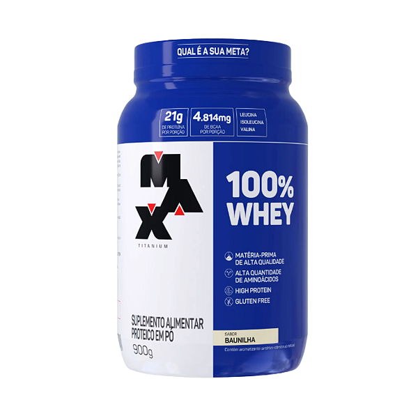 100% Whey Max Titanium Baunilha - 900G