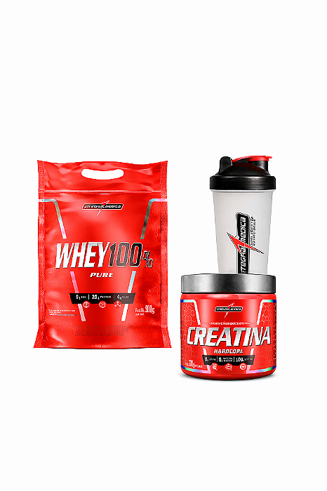 COMBO Whey 100% Pure + Creatina Pura 300g + COQUETELEIRA BRINDE | INTEGRAL MÉDICA