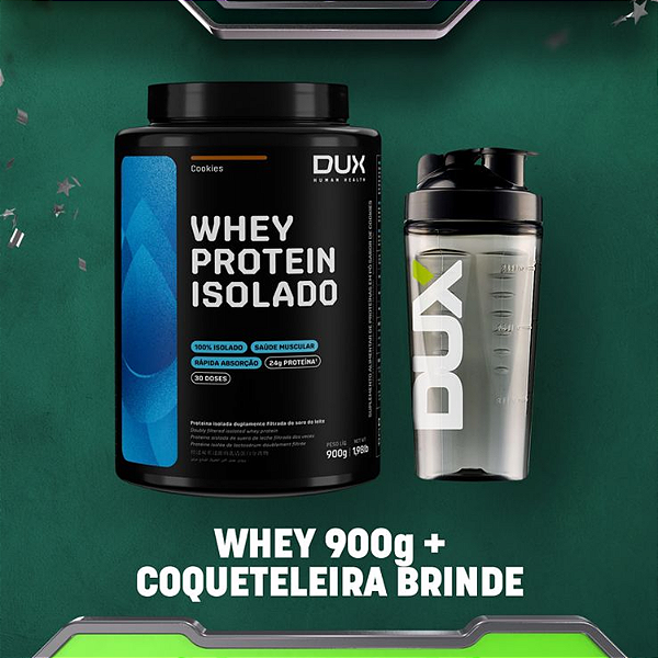 WHEY ISOLADO DUX 900g + COQUETELEIRA BRINDE | DUX