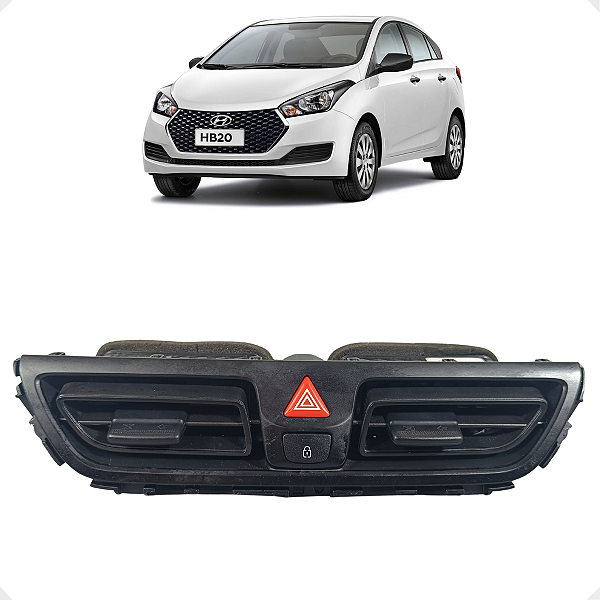 Difusor Ar Central Botão Pisca Alerta HB20 2020 a 2024