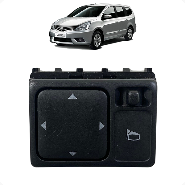 Botão Interruptor Retrovisor Elétrico Nissan Livina / Grand Livina 2009‑2014 Substituição SN NCM 8536.50.90 Plug & Play Ajuste Esquerdo/Direito