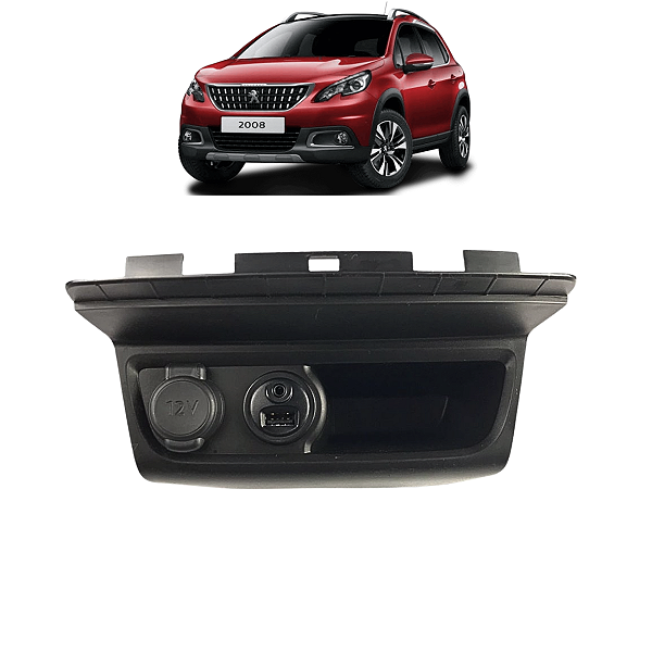 Moldura Porta Objetos Entrada AUX Peugeot 2008 2015 a 2019