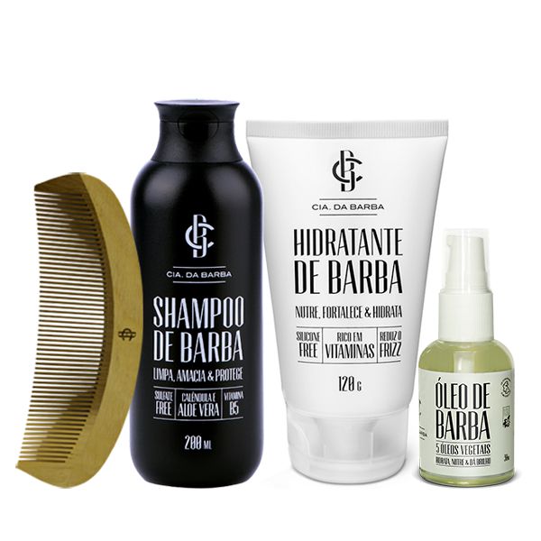 Kit Barba Premium - Shampoo + Hidratante + Oleo + Pente