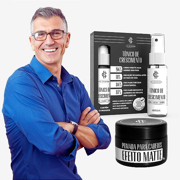 Kit Tônico de Crescimento de cabelo e barba e Pomada Matte