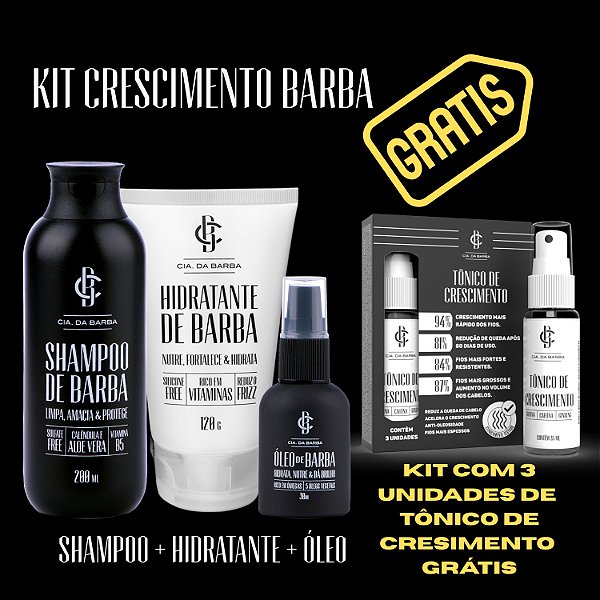 Kit Crescimento Barba + 3 Tônicos de Crescimento Grátis