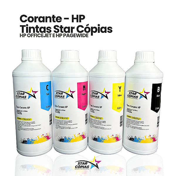 Kit de Tinta Star Cópias Corante HP – 4 Litros (CMYK)
