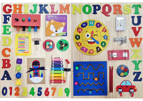 PAINEL DE ATIVIDADES SENSORIAIS MONTESSORI DUPLO 1,20x80