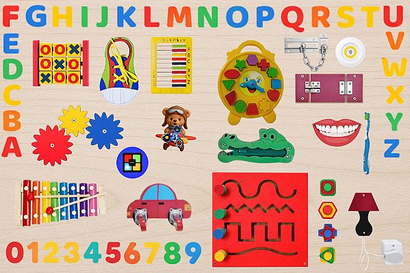 PAINEL DE ATIVIDADES SENSORIAIS MONTESSORI DUPLO 1,20x80