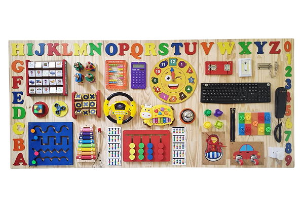 PAINEL DE ATIVIDADES SENSORIAIS MONTESSORI TRIPLO 1,80x80