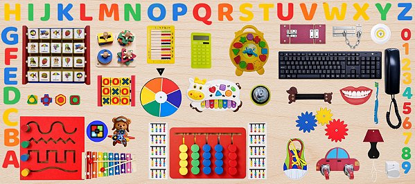 PAINEL DE ATIVIDADES SENSORIAIS MONTESSORI TRIPLO 1,80x80