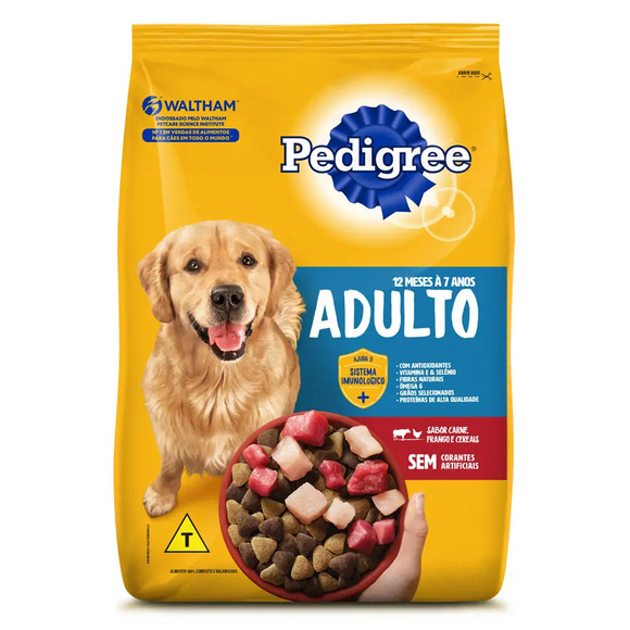 Pedigree Cães Adultos Raças Médias e Grandes Carne, Frango e Cereais 1 kg