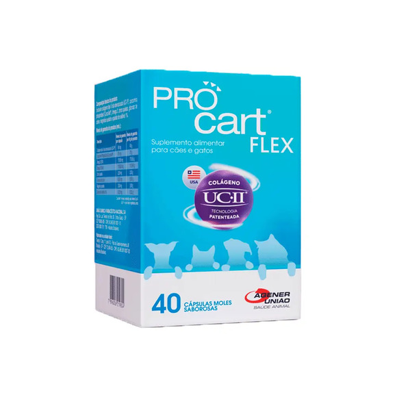 Suplemento Alimentar Pro Cart Flex Cães e Gatos Agener 40 Cápsulas