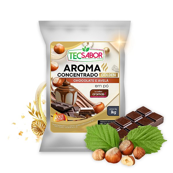 Aroma de Chocolate e Avelã Idêntico ao Natural Pó e Líquido Golden