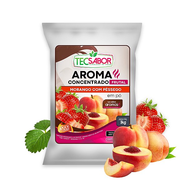 Aroma de Morango com Pêssego Idêntico ao Natural Pó e Líquido Frutal