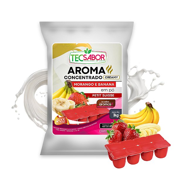 Aroma de Petit Suisse Morango e Banana Idêntico ao Natural Pó e Líquido Creamy