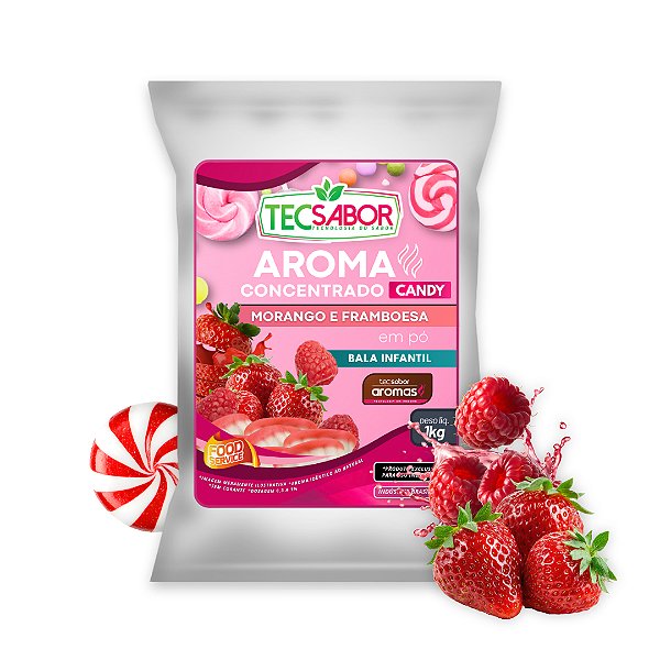 Aroma de Bala da Infância Morango e Framboesa Idêntico ao Natural Pó e Líquido Candy
