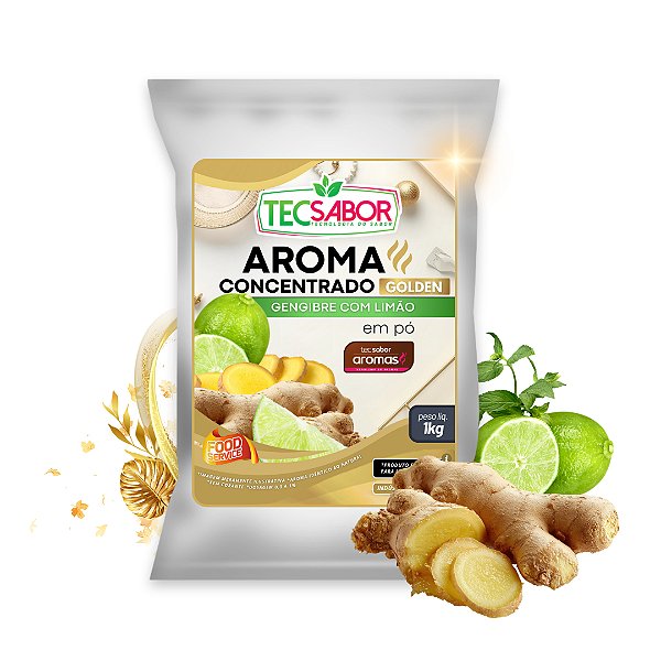 Aroma de Gengibre com Limão Idêntico ao Natural Pó e Líquido Golden