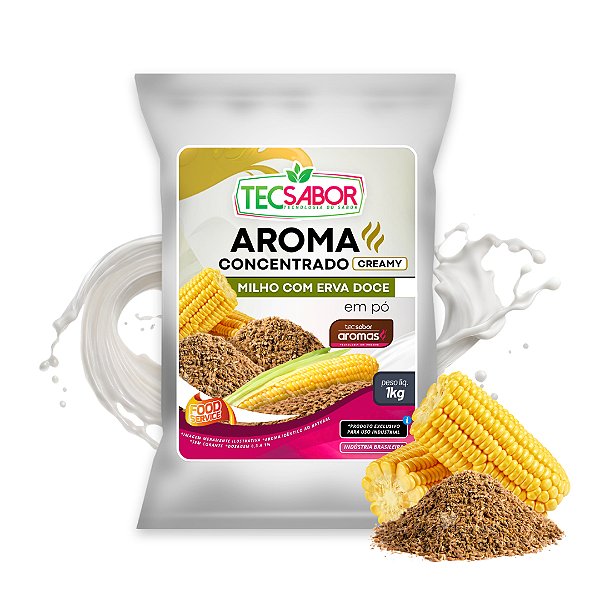 Aroma de Milho com Erva Doce Idêntico ao Natural Pó e Líquido Creamy