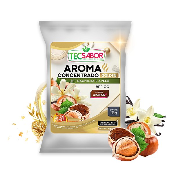 Aroma de Baunilha e Avelã Idêntico ao Natural Pó e Líquido Golden