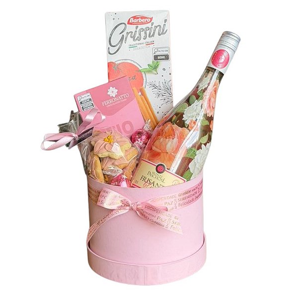 Cesta Presente com Vinho Frisante e Chocolate Lindt