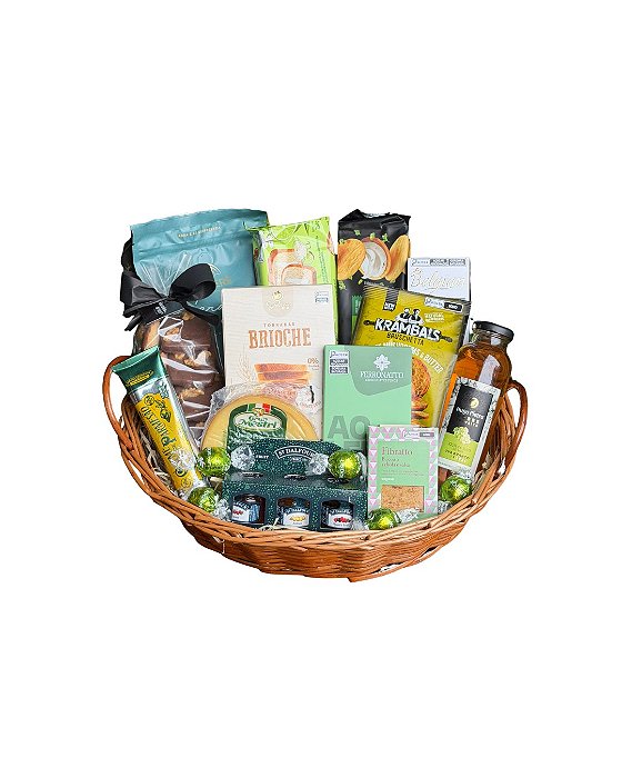 Cesta Presente Gourmet Premium com Café, Suco e Seleção Completa