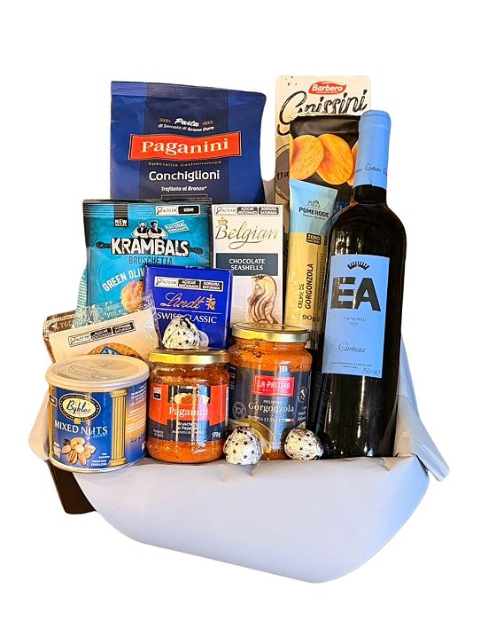 Cesta Gourmet Premium com Vinho, Massa e Seleção Completa