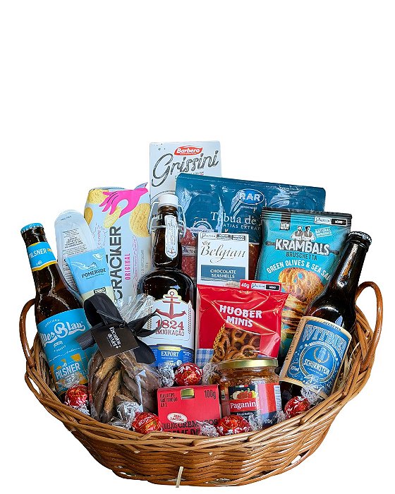 Cesta Gourmet com Cervejas Especiais e Aperitivos Premium