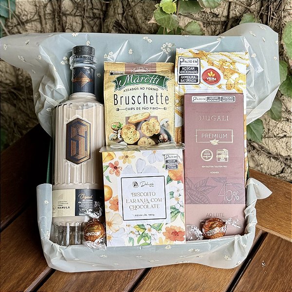 Cesta Gourmet com Licor Marula | Presente Premium