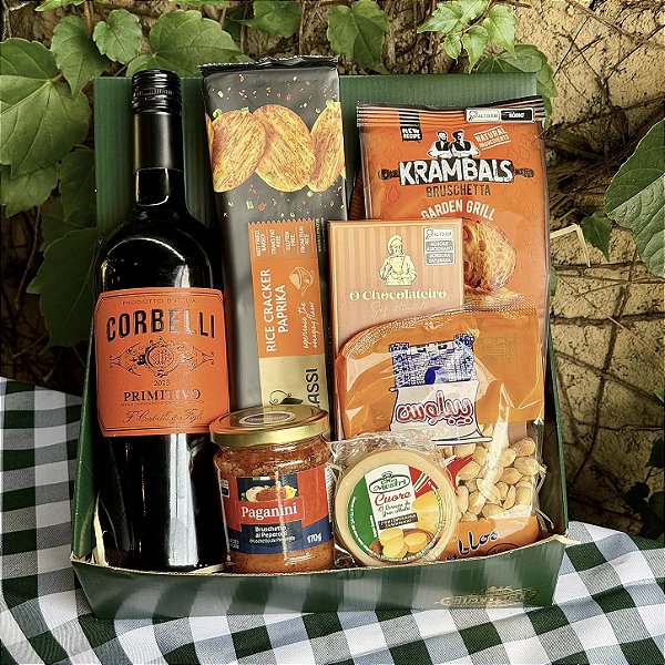 Cesta Gourmet com Vinho e Queijo | Presente Premium