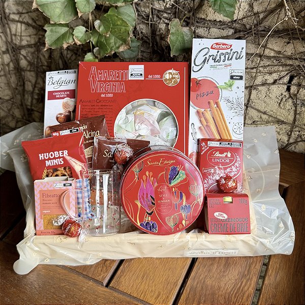 Cesta de Presente Gourmet com Chocolates Suíços e Itens Importados | Empório Frozen