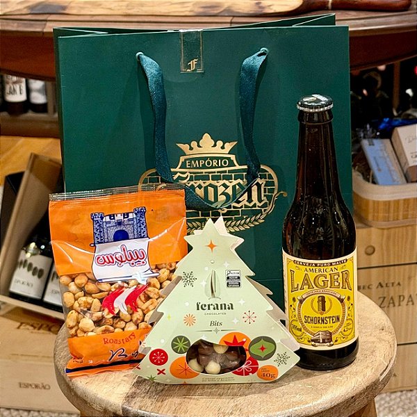 Kit Presente com Cerveja Artesanal, Amendoim e Chocolate