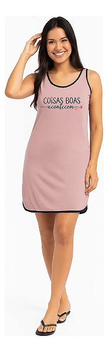 Camisola Feminina Premium Regata Rose Coisas Boas Acontecem