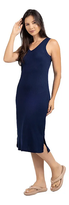 Vestido Midi Canelado Feminino Suede Elegância Conforto