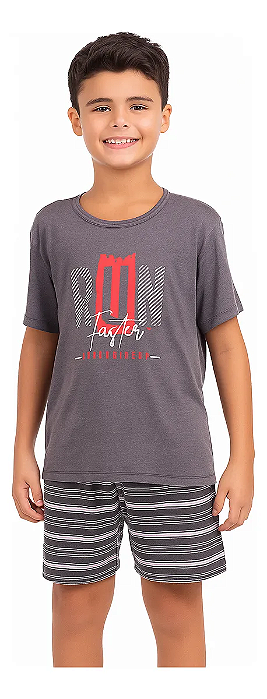 Pijama Juvenil Mescla Manga Curta Run Faster Conforto