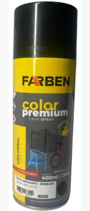 Farben Spray Premium UG Preto Brilhante (400ML/280G)