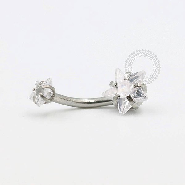 BB21 Navel Estrela Zirconia Aço 316L