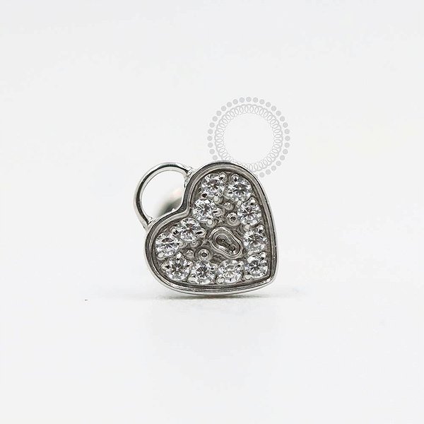 PB112 Labret Coração Trancado Aço 316L