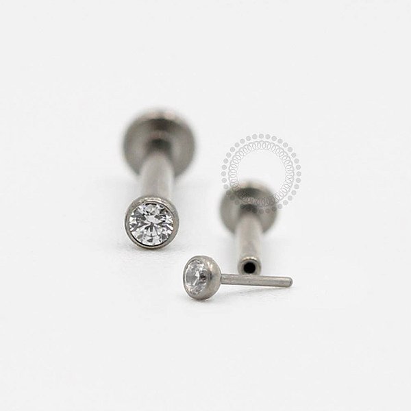 PB115 Labret Zirconia Push Pin Aço 316L