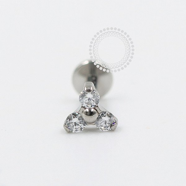 PB121 Labret Trinity CZ Aço 316L