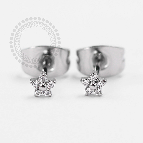 PB135 Brinco Micro Flor Aço 316L