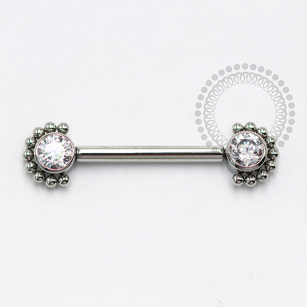 PB138 Nipple CZ 9 Esferas Push Pin Aço 316L
